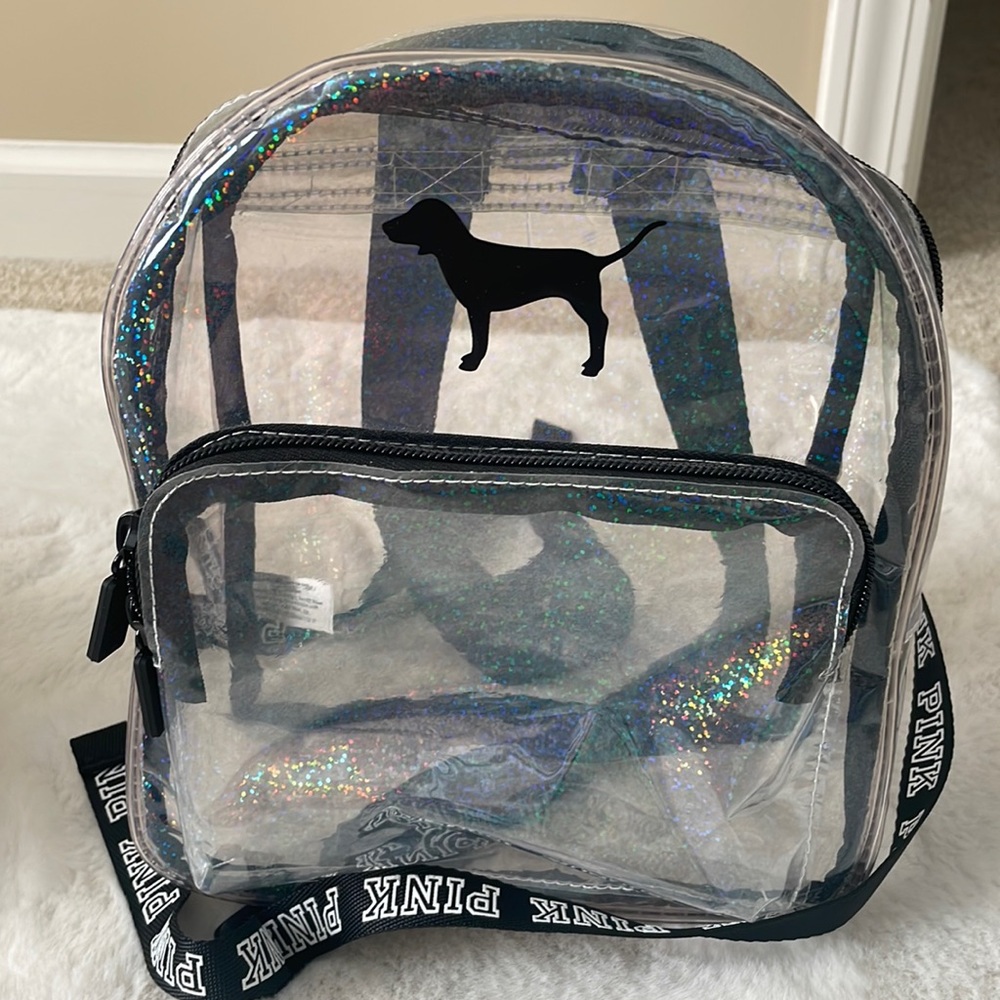 PINK Victoria’s Secret Clear Glitter Small Backpack